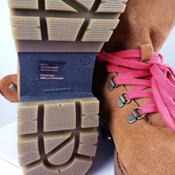 NEW- AVELLINI Combat Hiking boot Cognacbrown Suede Fully Lined Lugged Sole 9us - Picture 8 of 8